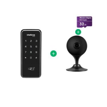 Imagem de Kit Fechadura de Sobrepor FR 201 Intelbras + IM3 C Black com Cartão Mi