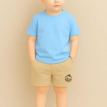Imagem de Conjunto Masculino Infantil Liso Camiseta E Short Elastico Pratico E C