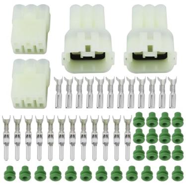 Imagem de YINETTECH Conjunto de 2 conectores elétricos à prova d'água de 6 vias HM 090 MT compatível com Suzuki compatível com Yamaha