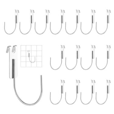 Imagem de HhdvdyWgd 16 ganchos de parede de grade, ganchos em J de aço inoxidável resistentes prateados para acessórios de painel de parede – Compatível com grade de arame, grade de ferramentas e suportes de