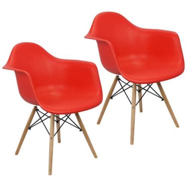 Imagem de Kit 2 Cadeiras Charles Eames Eiffel Design Wood Com Braços - Lianto De