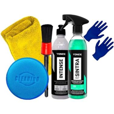 Imagem de Kit Automotivo Produto Para Limpar Painel Sintra Fast Vonixx Intense Vonixx Pincel Toalha Luva e Aplicador