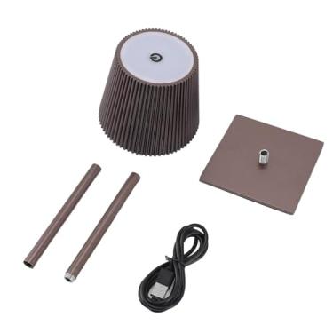 Imagem de Hilitand Lâmpada de Mesa Sem Fio LED, Lâmpada de Mesa de Controle de Toque 3 Colorido Escurecimento 3600mAh Recarregável Bateria Night Light para Barras, Quartos, Restaurantes (Marrom)