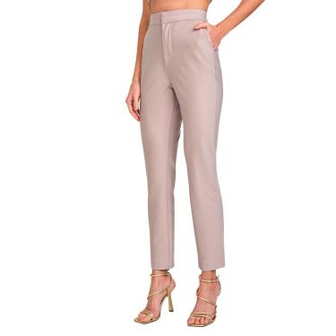 Imagem de Calça Alfaiataria Lado Avesso Malha Bergamo Bege Tam. 42-Feminino