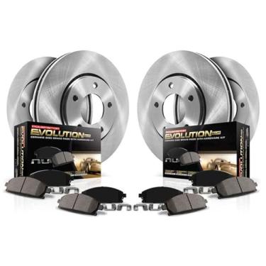 Imagem de Kit de freio dianteiro e traseiro Power Stop KOE6932 de reposição de automotividade - Rotores originais e pastilhas de freio de cerâmica