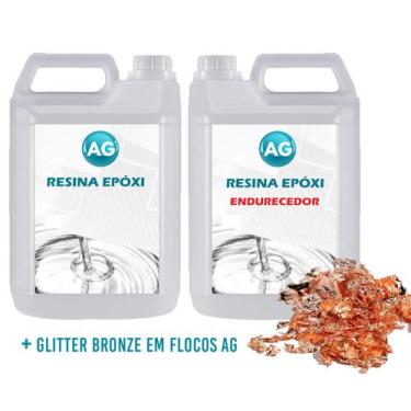 Imagem de Resina Epóxi 1KG + Glitter Bronze em Flocos 3D AG - Resinas ag