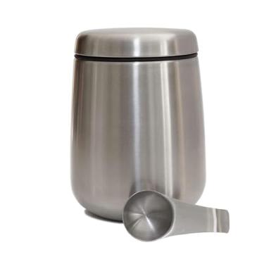 Imagem de Recipiente de armazenamento de alimentos para café caseiro | Aço inoxidável, hermético, colher incluída | O melhor cofre de café | 510 g