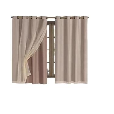 Imagem de Cortina Blackout Blecaute com Voil Liso 1 Parte (1,40m x 1,80m)(Bege)