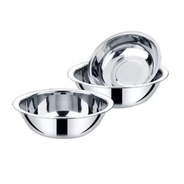 Imagem de 3 Bacias Tigela de Inox Bowls Redonda Para Cozinha Massa Salada 23cm -