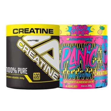 Imagem de Kit Panic Creatine Adaptogen Creatina Pré-treino pote 300g, Abacaxi