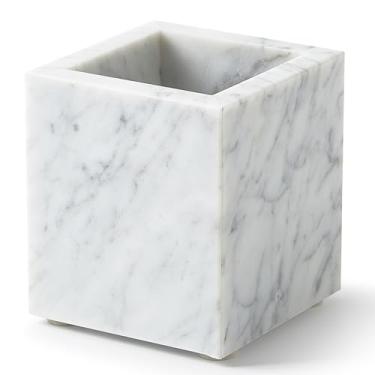 Imagem de Suporte de escova de dentes de mármore natural real, suporte de caneta e suporte de pincel de maquiagem, copo retangular de pedra genuína, organizador de bancada de escritório e casa durável