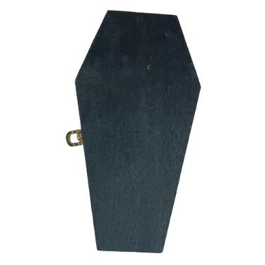 Imagem de oshhni Caixa de caixão de madeira com tampas articuladas, decoração de caixão, mini caixas de madeira para artesanato, lembrancinhas de festa de Halloween e, Preto