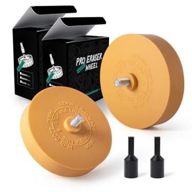 Imagem de FOSHIO Pacote com 2 rodas de borracha com adaptador de borracha de 10 cm para furadeira, removedor de adesivo de vinil de fita gráfica de vinil (pacote com 2 unidades)