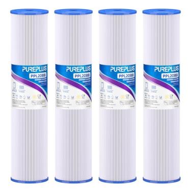 Imagem de PUREPLUS Filtro de sedimentos plissados para toda a casa 50,8 cm x 11,4 cm para água de poço, cartucho de substituição para ECP20-20BB, AP810-2, SPC-45-2020, R30-20BB, HDC3001, ECP5-20BB, pacote com 4