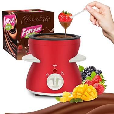 Imagem de OFFKITSLY Conjunto de panela de fondue, mini conjunto de panela elétrica de fondue para derreter queijo de chocolate, máquina de fondue com garfos de imersão para presente de festa de aniversário de