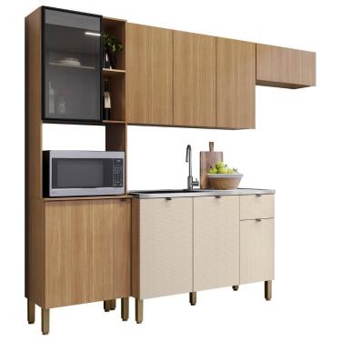 Imagem de Cozinha Compacta Balcão Com Pia 120cm Laura Plus Freijó-soft Z06 - Mpozenato