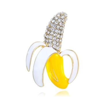Imagem de QLYOVWE Broche de fruta fofo para mulheres broche de strass limão cristal morango cereja melancia esmalte broche presente presente terno camisa acessórios de roupas, Standard, Metal, Zircônia cúbica