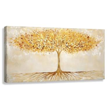 Imagem de Árvore da Vida Arte de Parede Harmonia Dourada Impressão em Tela Imagens Espirituais Decoração Pintura para Sala de Estar 60x30cmx1
