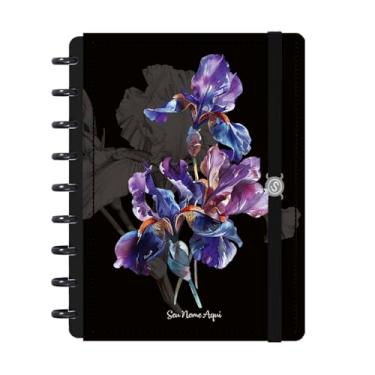 Imagem de Caderno de Disco Inteligente Personalizado Iscool M Floriografia Íris Preto
