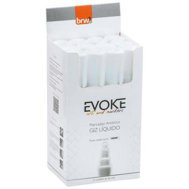 Imagem de Giz Líquido 6Mm Branco Brw Caixa C/12 Un Caneta Vidro Lousa