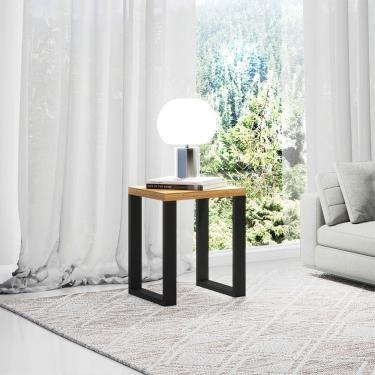 Imagem de Mesa de Canto Quadrada Estilo Industrial F33 Freijó Preto Fosco Dalla Costa