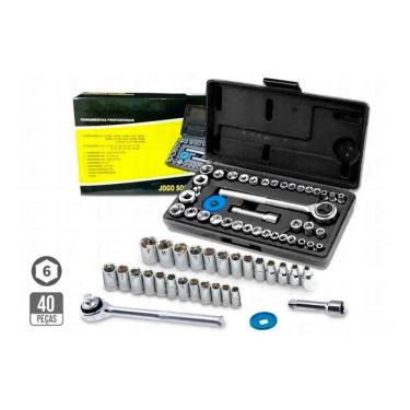 Imagem de Jogo Soquete Kit 40 Peças Chave Catraca Reversível
