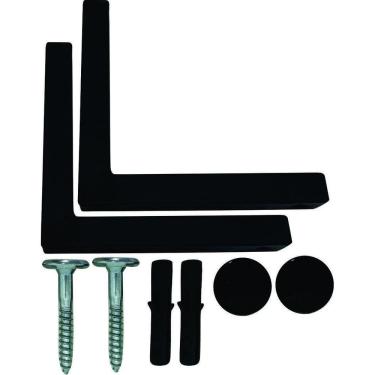 Imagem de Kit 2 Suportes Mão Francesa Cantoneira Prateira Preto 20Cm