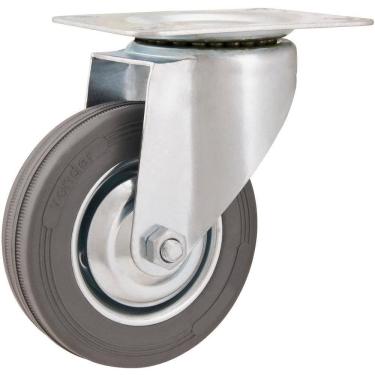 Imagem de Rodizio Giratório 3 Leve 40Kg Núcleo Chapa Borracha Cinza -