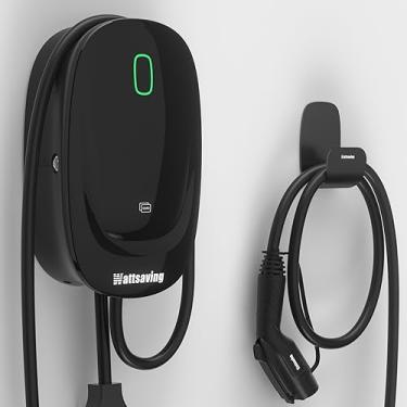 Imagem de Wattsaving Carregador EV nível 2 – Estação de carregamento de veículos elétricos de 240 volts até 40 Amp com plugue NEMA 14-50 e cabo de 24,6 m, preto