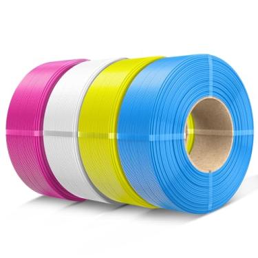 Imagem de SUNLU Pacote de filamento de impressão CMYK PETG de 1,75 mm e 4 kg, compatível com impressoras 3D AMS e FDM regulares. Embalado individualmente a vácuo, 4 kg no total, 1 kg por carretel, 4 pacotes