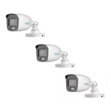 Imagem de Kit 3 Câmeras De Segurança 1080p Colorida Colorvu Hilook - Hikvision