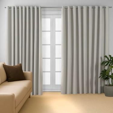 Imagem de Cortina Blackout Tecido Textura Linho Premium Vedação 100% 2,65x2,50m Corta Luz Quarto Sala Supreme (Off-White)