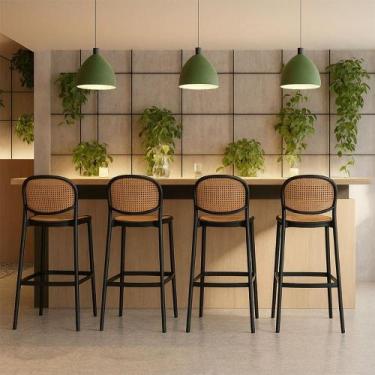 Imagem de Banqueta Gourmet Alta 47cm x 76cm Polipropileno Rattan 2 Un - Fratini 