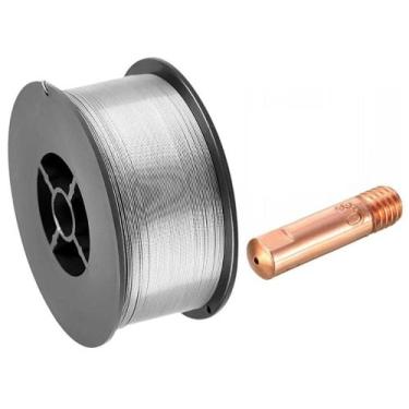 Imagem de Kit - 1 Arame Solda Mig Sem Gás 0,8mm 1kg Galzer + 1 Bico De Contato M