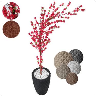 Imagem de Árvore Cerejeira Curvada Pink Artificial Com Vaso Grande - Flor de Men