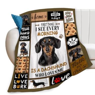 Imagem de Lovira Cobertor Dachshund com estampa de cachorro cobertores presentes para sofá, cama, decoração leve, macia, aconchegante, flanela, roupa de cama para amantes, homens e mulheres, 101,6 x 127 cm