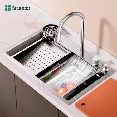 Imagem de Kit Cuba Pia Cascata Gourmet Premium Torneira Lavador Copos Inox 304 C