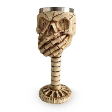 Imagem de Cálice Taça Decorativa Caveira Não Fale Vinho Chopp Cerveja - Negocio 
