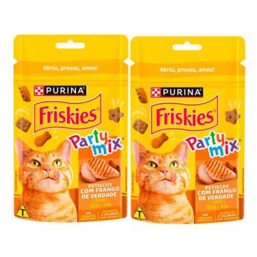Imagem de Kit 2 Petisco para Gato Friskies Party Mix Sabor Frango, Fígado e Peru