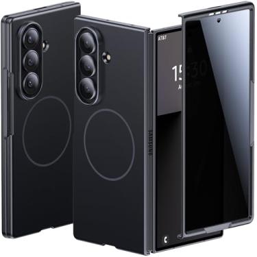 Imagem de Lanhiem Capa para Samsung Galaxy Z Fold 7 MagSafe compatível com película de privacidade, slim fit, absorção de choque, antiespião, capa protetora para Z Fold 7 2025, privacidade preta