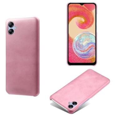 Imagem de Capa para Samsung Galaxy A04e,Proteção contra quedas,Casca de volta de cor sólida simples,Design de couro de imitação de plástico-Pink