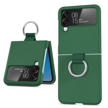 Imagem de Capa fosca com anel de dedo para pc, samsung galaxy z flip zflip 6 5 4 3 zflip6 zflip5 zflip4 zflip3 candy, verde escuro, para z flip3