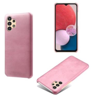 Imagem de Capa para Samsung Galaxy A13 4G,Proteção contra quedas,Casca de volta de cor sólida simples,Design de couro de imitação de plástico-Pink