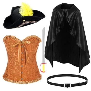 Imagem de Newcotte Women Cat in Boots Costume Set for Halloween Cosplay Hat Cloak Belt Waist Corset Accessories Props for Adult Halloween Party Cos Supplies