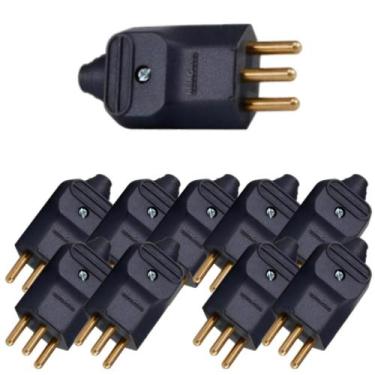 Imagem de Kit 10 plugue macho 2p+t 20a pt com prensa cabo margirius