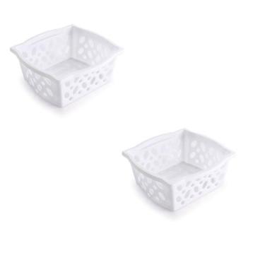 Imagem de Kit 2 Cesto Cestinho Empilhável Multiuso Organizador Branca - Plasútil