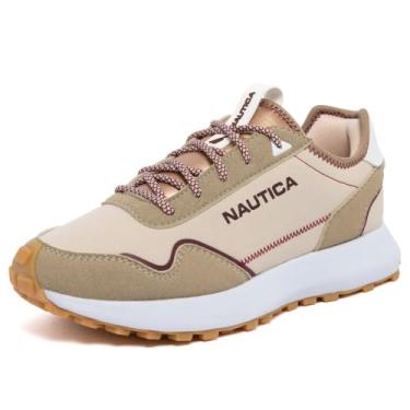 Imagem de Nautica Tênis feminino casual moderno – Tênis de corrida leve com cadarço e sola acolchoada confortável, Estela marrom bordô, 39