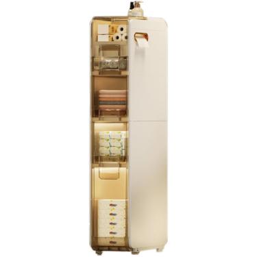 Imagem de Armário De Chão De Banheiro, Armazenamento De Armário De Banheiro Arrow Com Gavetas E Rodízios, Torre De Armazenamento Alta E Fina à Prova D'Água De Grande Capacidade, Brown, 4 Tier