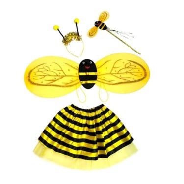 Imagem de simhoa Kit de fantasia de abelha infantil, acessórios para fantasia de aniversário, Amarelo