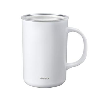 Imagem de HARIO CMG-470-W Caneca de isolamento duplo a vácuo com revestimento cerâmico, branca, 488 ml (470 ml), tampa incluída